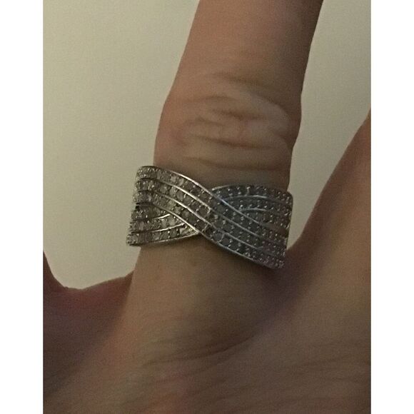 NEW~ 1 Ct. Rose Cut Genuine Diamond Swirl Crossover Ring Sz 8 - Picture 5 of 6